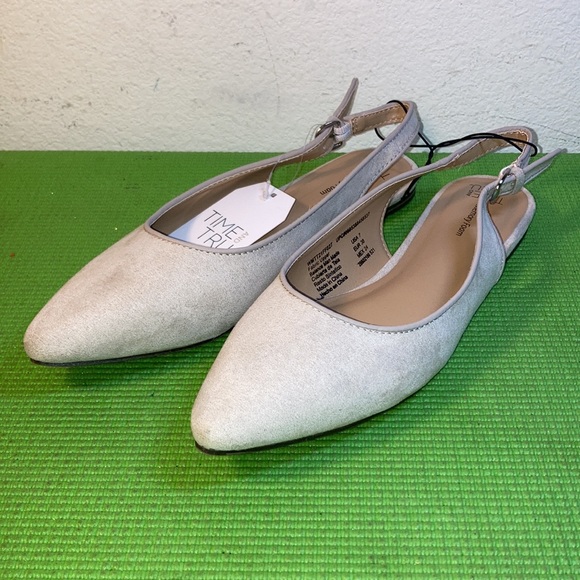 Time and Tru Women's Nude Sling back Flats Size 7 memory Foam fabric upper NEW - Picture 4 of 7